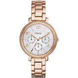 Buy Shop Fossil Jacqueline Multi Function Mother of Pearl Dial Rose Gold Steel Strap Watch for Women - ES3757 USA Online