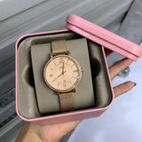Buy Shop Fossil Jacqueline Quartz Rose Gold Dial Rose Gold Mesh Strap Watch for Women - ES4628 USA Online