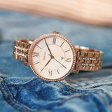 Buy Shop Fossil Jacqueline Rose Gold Dial Rose Gold Steel Strap Watch for Women - ES3546 USA Online