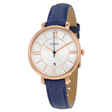 Buy Shop Fossil Jacqueline White Dial Blue Leather Strap Watch for Women - ES3843 USA Online