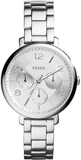Buy Shop Fossil Jacqueline Silver Dial Silver Steel Strap Watch for Women - ES3664 USA Online
