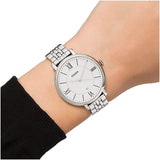Buy Shop Fossil Jacqueline White Dial Silver Steel Strap Watch for Women - ES3433 USA Online