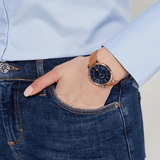 Buy Shop Fossil Jacqueline Three Hand Date Luggage Blue Dial Brown Leather Strap Watch for Women - ES4274 USA Online