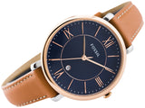 Buy Shop Fossil Jacqueline Three Hand Date Luggage Blue Dial Brown Leather Strap Watch for Women - ES4274 USA Online