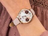 Buy Shop Fossil Jacqueline Three Hand Mother of Pearl Dial Pink Leather Strap Watch for Women - ES4671 USA Online