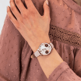 Buy Shop Fossil Jacqueline Three Hand Mother of Pearl Dial Pink Leather Strap Watch for Women - ES4671 USA Online