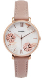 Buy Shop Fossil Jacqueline Three Hand Mother of Pearl Dial Pink Leather Strap Watch for Women - ES4671 USA Online