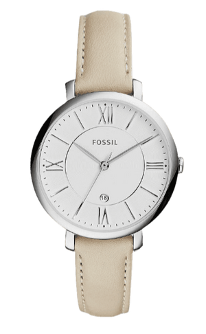 Buy Shop Fossil Jacqueline White Dial Beige Leather Strap Watch for Women - ES3793 USA Online