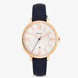 Buy Shop Fossil Jacqueline White Dial Blue Leather Strap Watch for Women - ES3843 USA Online