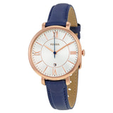 Buy Shop Fossil Jacqueline White Dial Blue Leather Strap Watch for Women - ES3843 USA Online