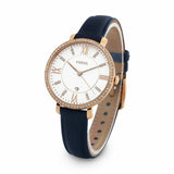 Buy Shop Fossil Jacqueline White Dial Blue Leather Strap Watch for Women - ES4291 USA Online