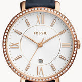 Buy Shop Fossil Jacqueline White Dial Blue Leather Strap Watch for Women - ES4291 USA Online