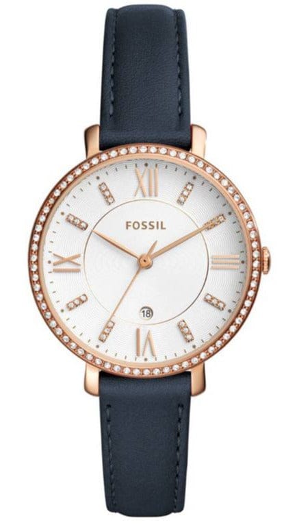 Buy Shop Fossil Jacqueline White Dial Blue Leather Strap Watch for Women - ES4291 USA Online