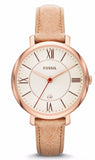Buy Shop Fossil Jacqueline White Dial Brown Leather Strap Watch for Women - ES3487 USA Online