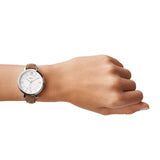Buy Shop Fossil Jacqueline White Dial Brown Leather Strap Watch for Women - ES3708 USA Online
