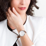 Buy Shop Fossil Jacqueline White Dial Brown Leather Strap Watch for Women - ES3708 USA Online
