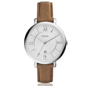 Buy Shop Fossil Jacqueline White Dial Brown Leather Strap Watch for Women - ES3708 USA Online