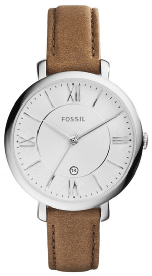 Buy Shop Fossil Jacqueline White Dial Brown Leather Strap Watch for Women - ES3708 USA Online