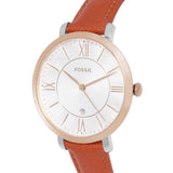 Buy Shop Fossil Jacqueline White Dial Brown Leather Strap Watch for Women - ES3842 USA Online