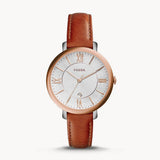 Buy Shop Fossil Jacqueline White Dial Brown Leather Strap Watch for Women - ES3842 USA Online