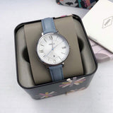 Buy Shop Fossil Jacqueline White Dial Light Blue Leather Strap Watch for Women - ES3821 USA Online