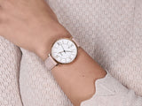 Buy Shop Fossil Jacqueline White Dial Pink Leather Strap Watch for Women - ES3988 USA Online