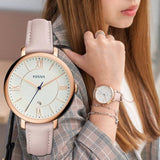 Buy Shop Fossil Jacqueline White Dial Pink Leather Strap Watch for Women - ES3988 USA Online