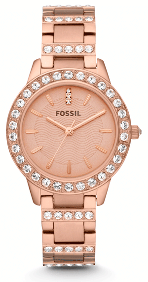 Buy Shop Fossil Jesse Crystal Rose Gold Dial Rose Gold Steel Strap Watch for Women - ES3020 USA Online