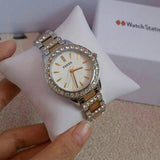 Buy Shop Fossil Jesse Crystals White Dial Two Tone Steel Strap Watch for Women - ES2409 USA Online