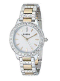 Buy Shop Fossil Jesse Crystals White Dial Two Tone Steel Strap Watch for Women - ES2409 USA Online