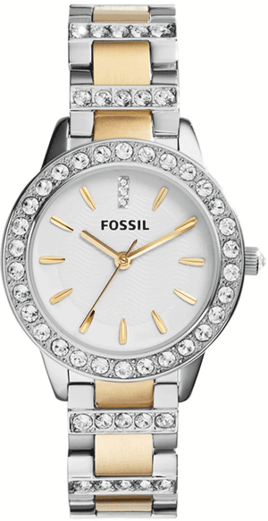 Buy Shop Fossil Jesse Crystals White Dial Two Tone Steel Strap Watch for Women - ES2409 USA Online