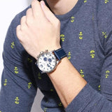 Buy Shop Fossil Nate Chronograph White Dial Blue Leather Strap Watch for Men - JR1480 USA Online