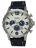 Buy Shop Fossil Nate Chronograph White Dial Blue Leather Strap Watch for Men - JR1480 USA Online