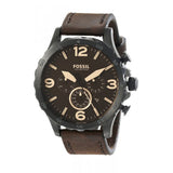 Buy Shop Fossil Nate Chronograph Brown Dial Brown Leather Strap Watch for Men - JR1487 USA Online
