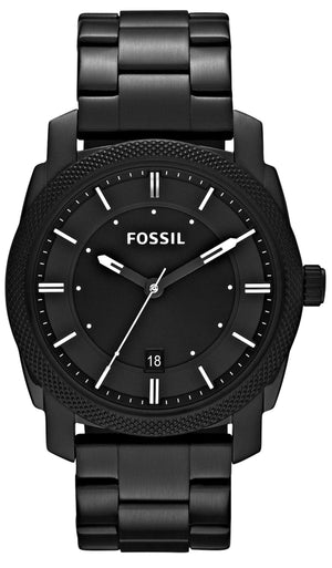 Buy Shop Fossil Machine Black Dial Black Steel Strap Watch for Men - FS4775 USA Online
