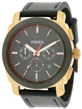 Buy Shop Fossil Machine Chronograph Black Dial Black Leather Strap Watch for Men - FS5120 USA Online