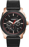 Buy Shop Fossil Machine Chronograph Black Dial Black Leather Strap Watch for Men - FS5120 USA Online