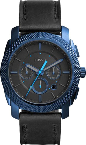 Buy Shop Fossil Machine Chronograph Black Dial Black Leather Strap Watch for Men - FS5361 USA Online