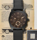 Buy Shop Fossil Machine Chronograph Black Dial Black Leather Strap Watch for Men - FS5586 USA Online