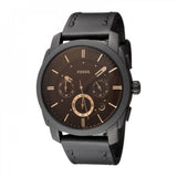 Buy Shop Fossil Machine Chronograph Black Dial Black Leather Strap Watch for Men - FS5586 USA Online