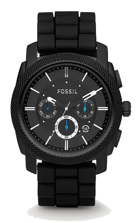 Buy Shop Fossil Machine Chronograph Black Dial Black Silicone Strap Watch for Men - FS4487 USA Online