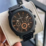 Buy Shop Fossil Machine Chronograph Black Dial Black Steel Strap Watch for Men - FS4682 USA Online