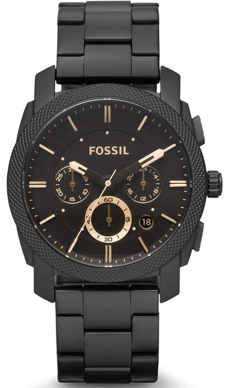 Buy Shop Fossil Machine Chronograph Black Dial Black Steel Strap Watch for Men - FS4682 USA Online