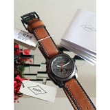 Buy Shop Fossil Machine Chronograph Black Dial Brown Leather Strap Watch for Men - FS5234 USA Online