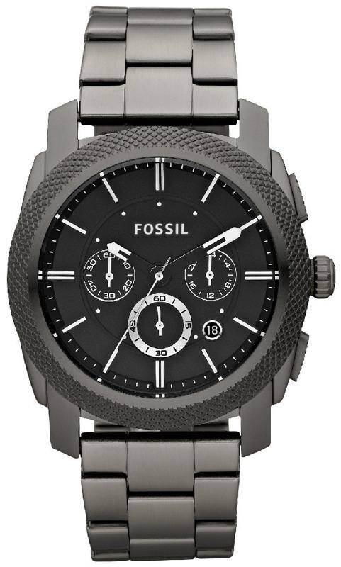 Buy Shop Fossil Machine Chronograph Black Dial Grey Steel Strap Watch for Men - FS4662 USA Online