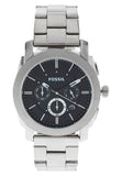 Buy Shop Fossil Machine Chronograph Black Dial Silver Steel Strap Watch for Men - FS4776 USA Online