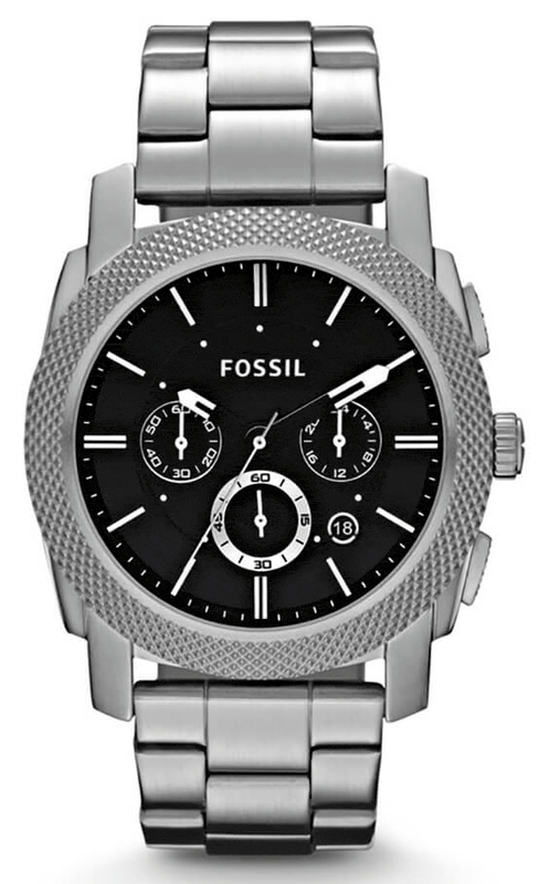 Buy Shop Fossil Machine Chronograph Black Dial Silver Steel Strap Watch for Men - FS4776 USA Online