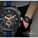 Buy Shop Fossil Machine Chronograph Black Dial Two Tone Steel Strap Watch for Men - FS5164 USA Online