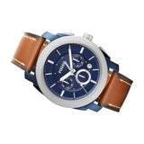 Buy Shop Fossil Machine Chronograph Blue Dial Brown Leather Strap Watch for Men - FS5232 USA Online