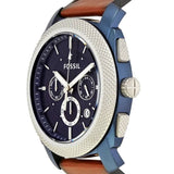 Buy Shop Fossil Machine Chronograph Blue Dial Brown Leather Strap Watch for Men - FS5232 USA Online